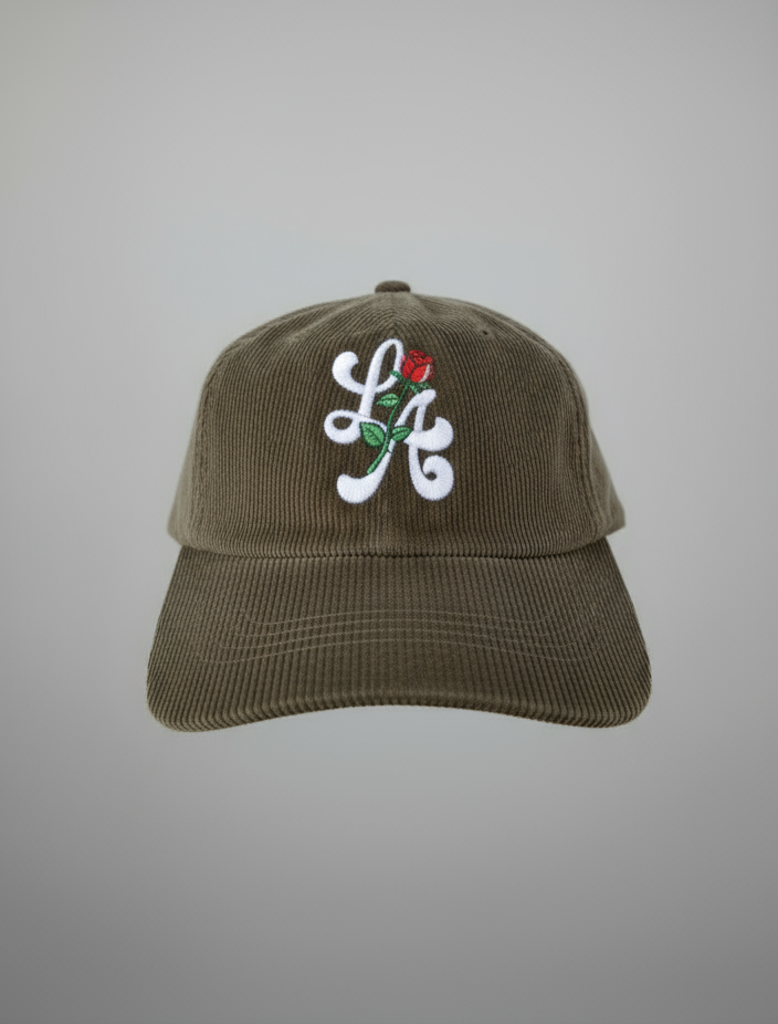 Corduroy Hunter Green “LA” Hat