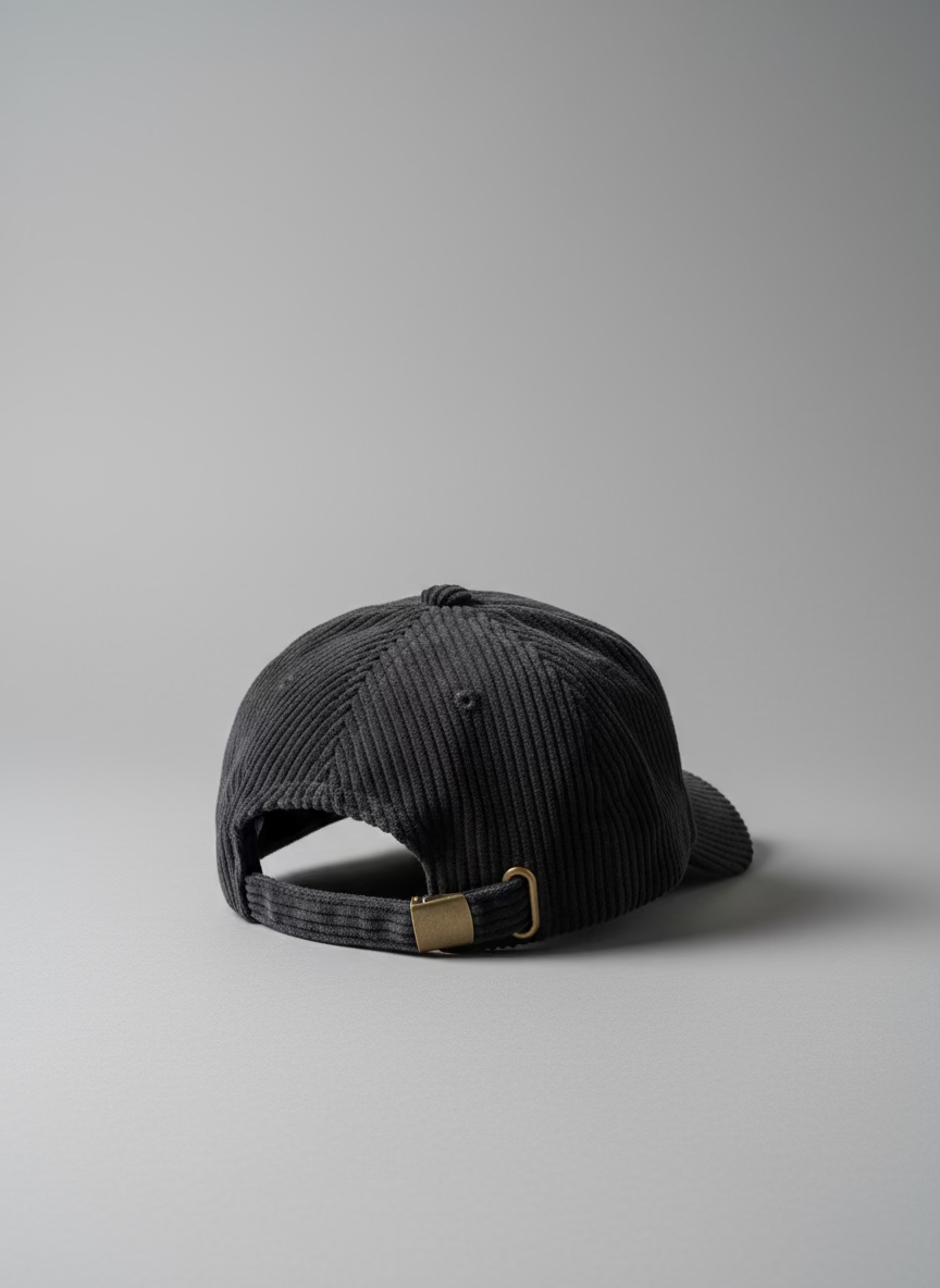 Corduroy Black “LA” Hat (Red Rose)