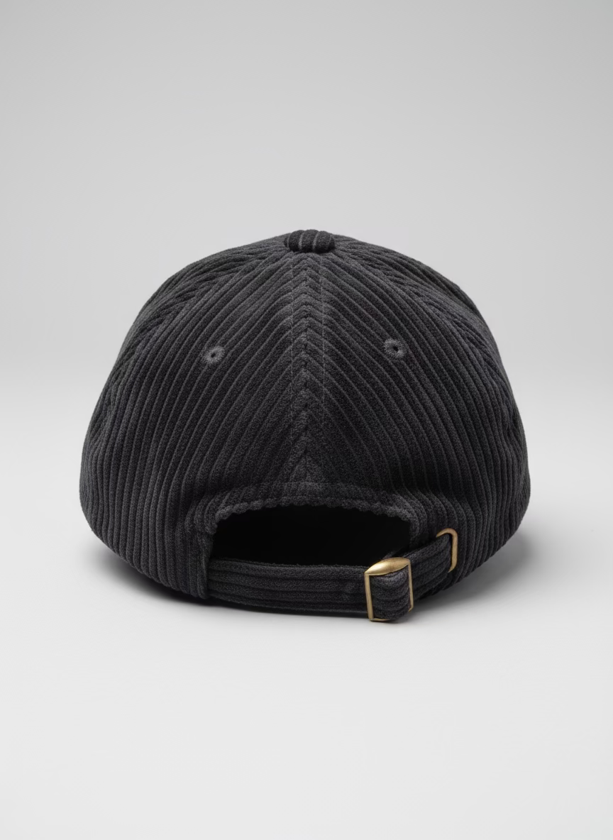 Corduroy Black “LA” Hat (Blue Rose)